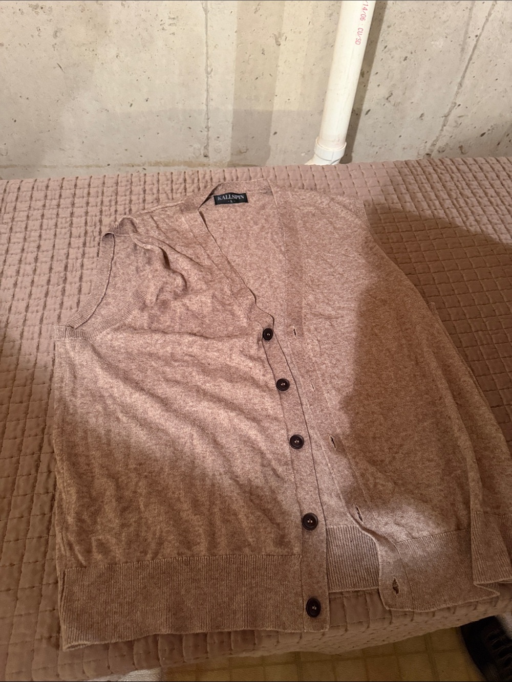 Women's Light Brown Button-Front V-Neck Cardigan Sweater